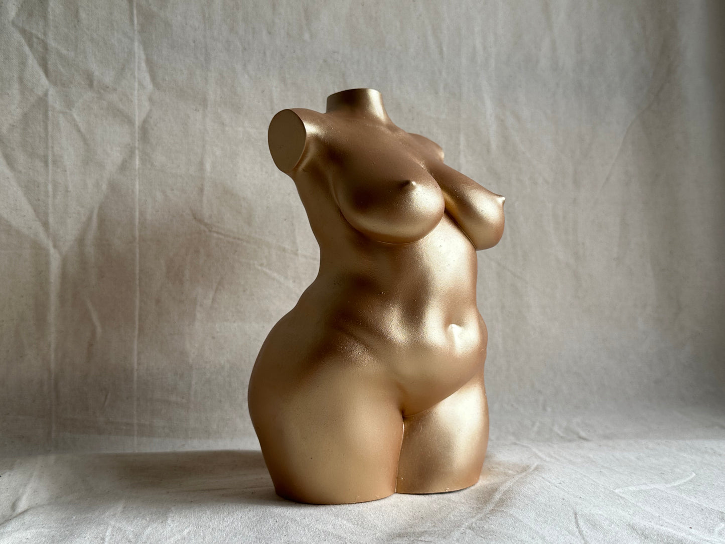 LARGE 8 inch plus size body sculpture in gold