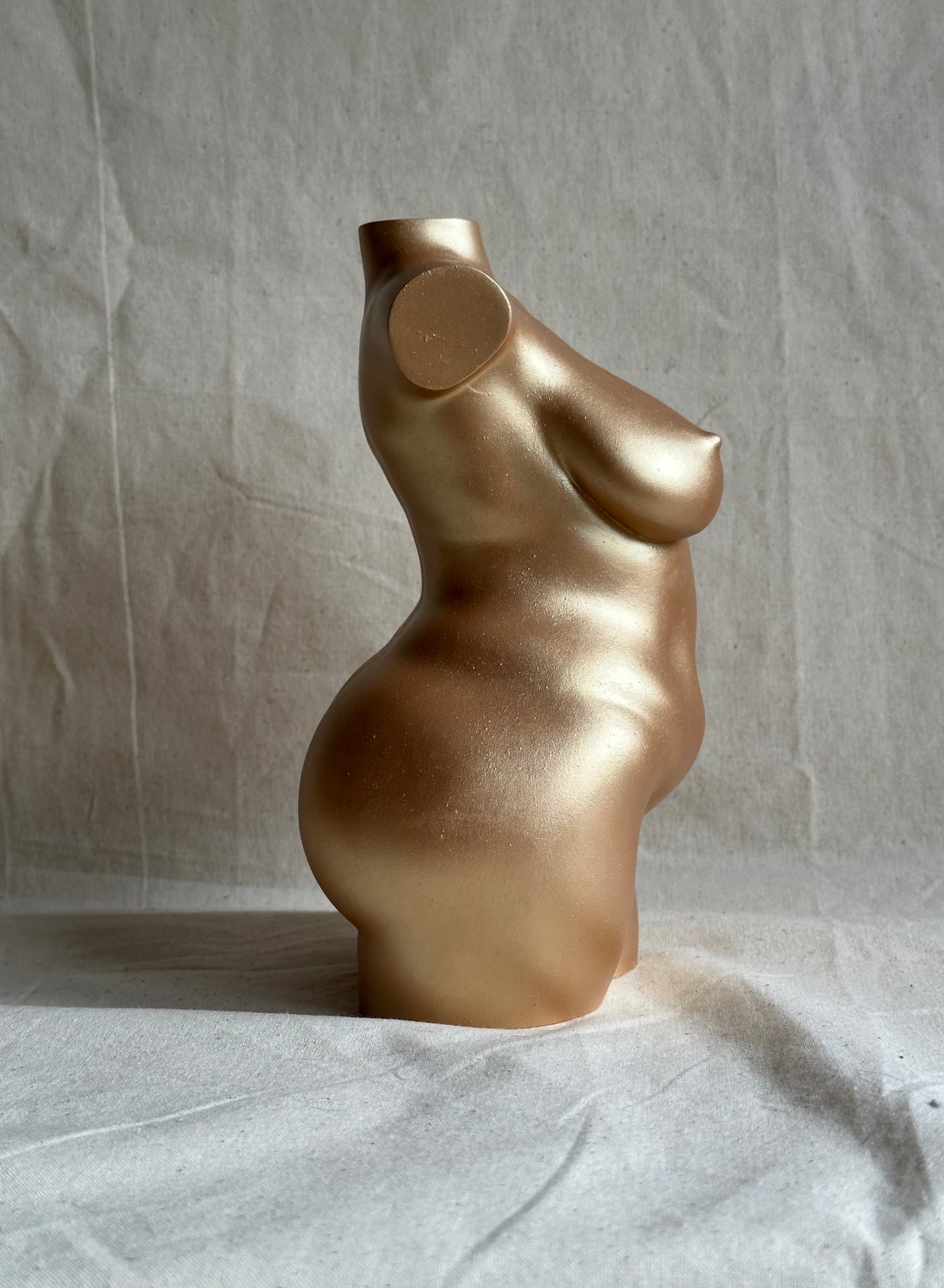 LARGE 8 inch plus size body sculpture in gold