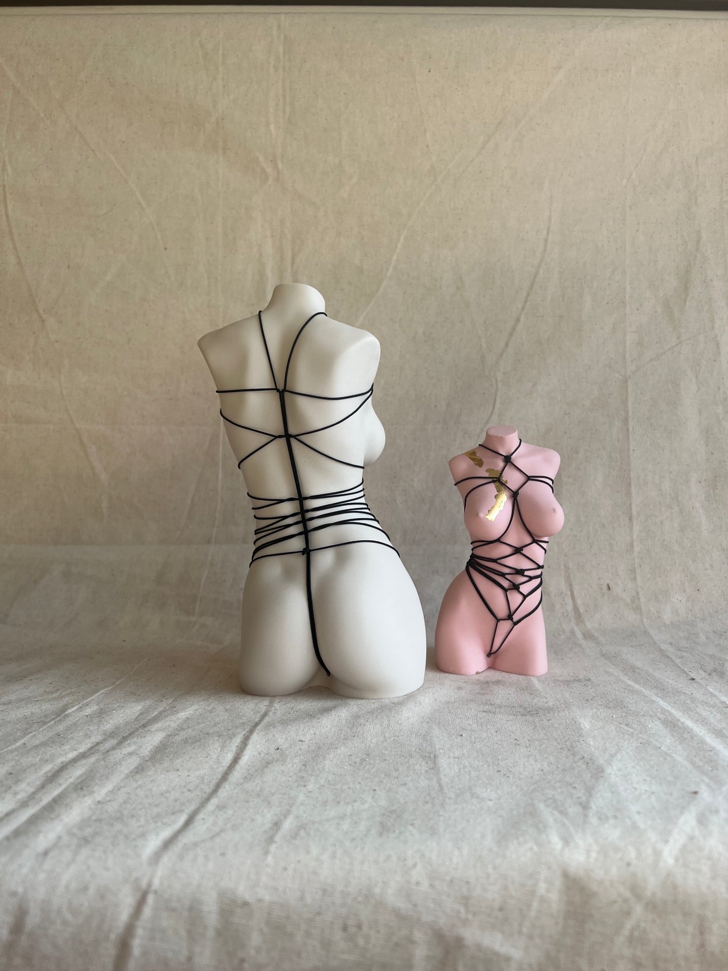 LARGE 8 inch big breast body sculpture with shibari