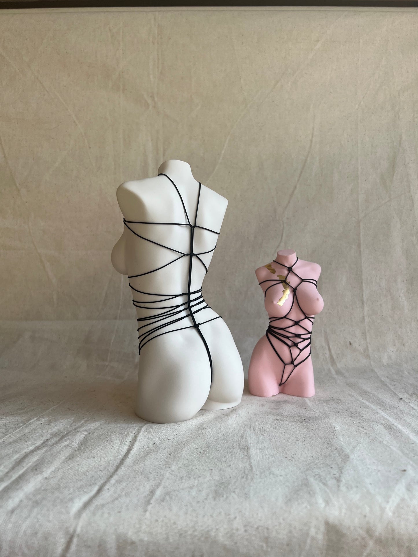 LARGE 8 inch big breast body sculpture with shibari