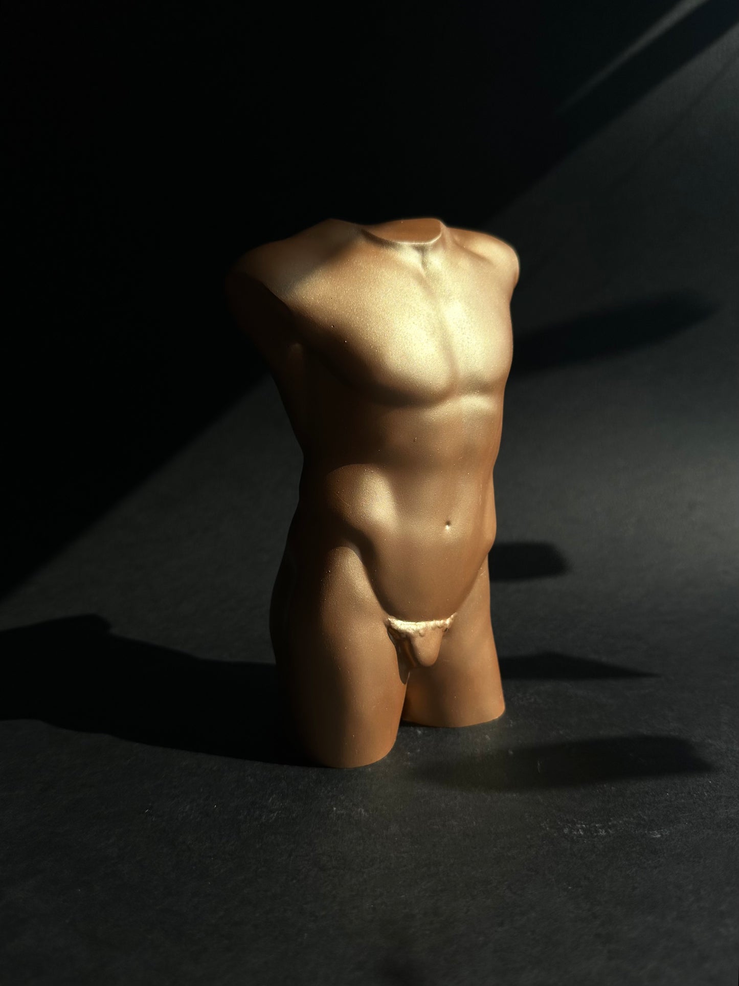 LARGE 8 inch male body sculpture in gold