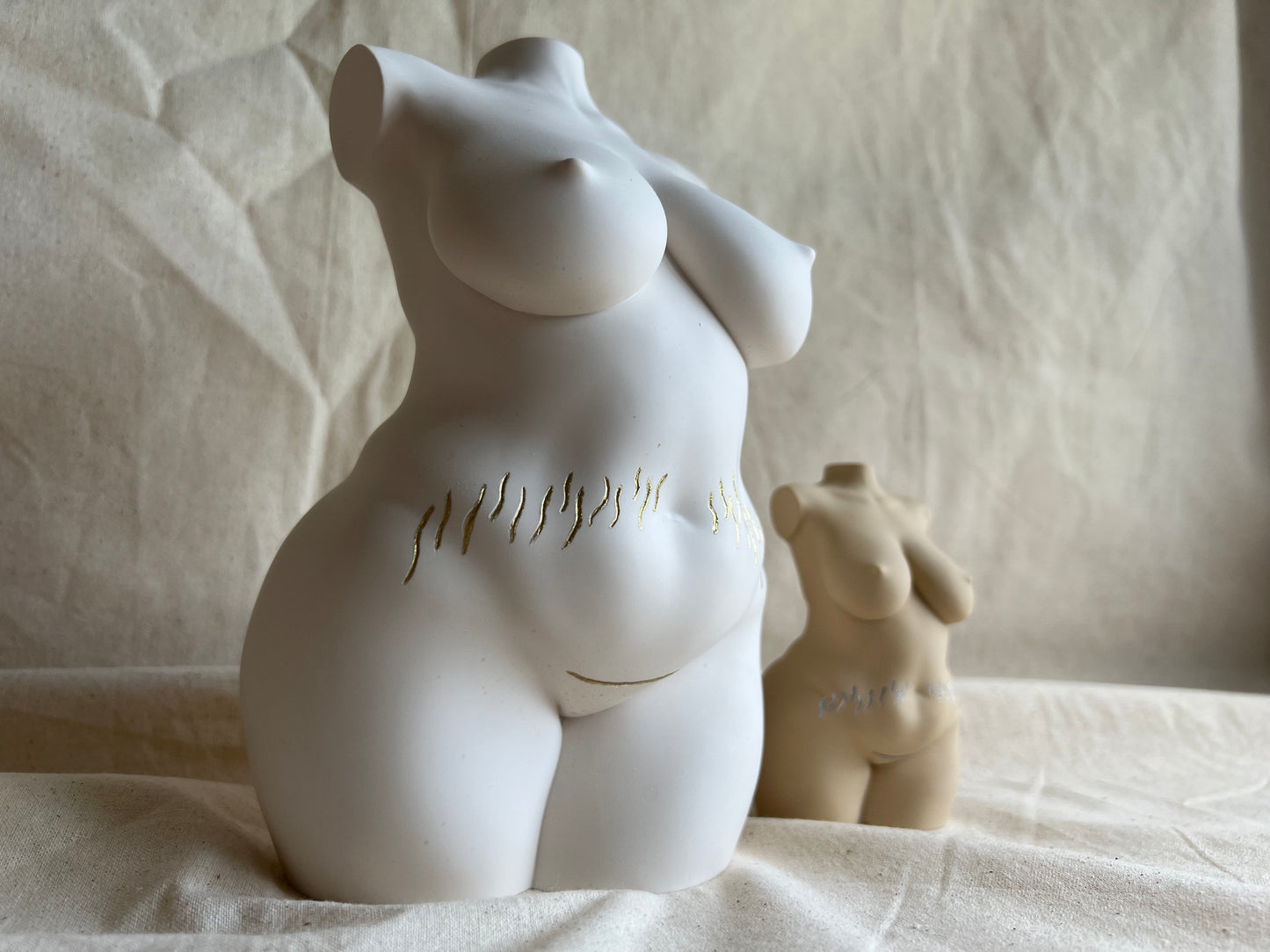 LARGE 8 inch plus size body sculpture with c section scar and stretch marks