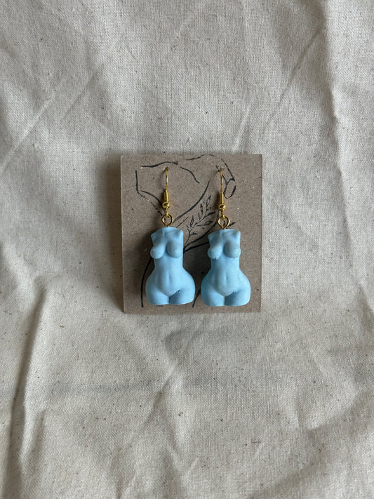 Plus size female body earrings in blue - gold hooks