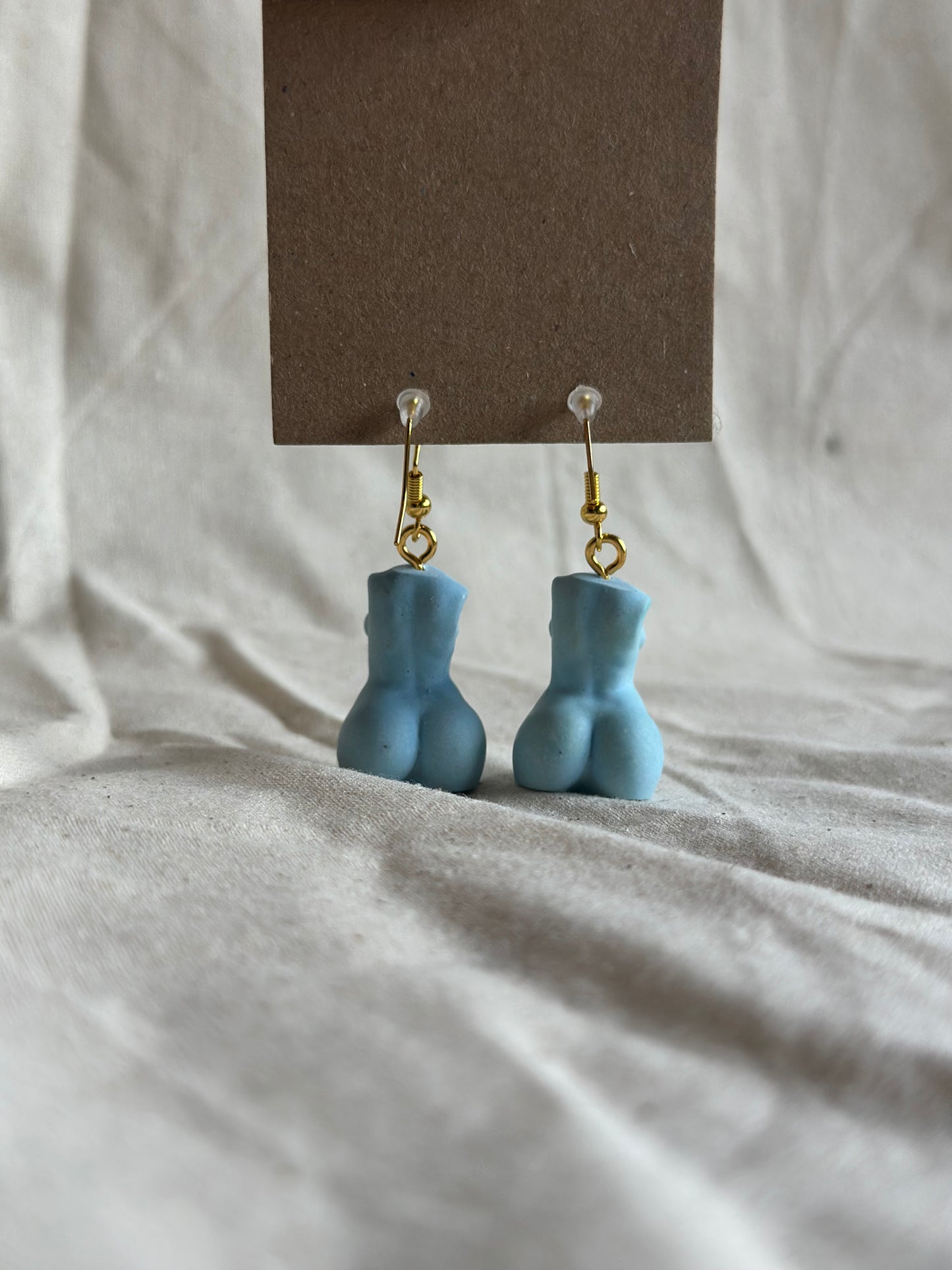 Plus size female body earrings in blue - gold hooks