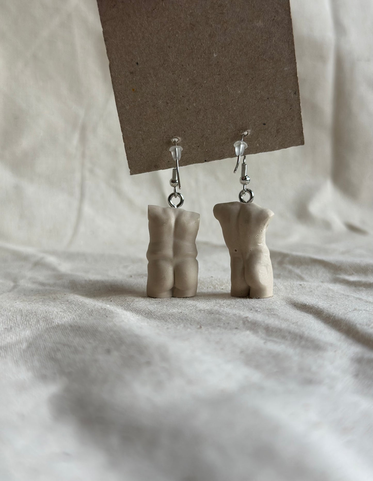 Plus size male & slim male earrings in beige - silver hooks