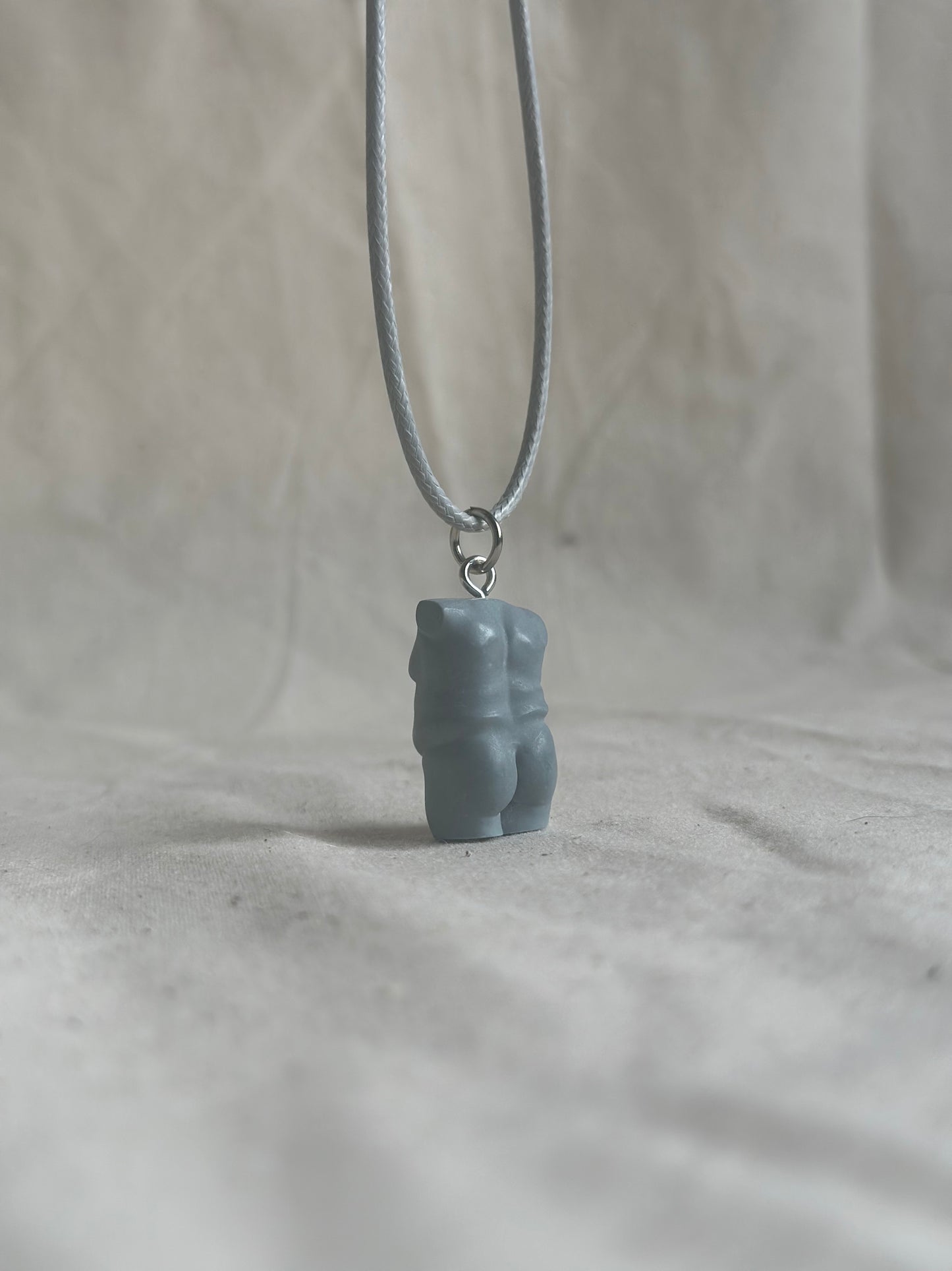 Plus size male body necklace in grey - grey cord