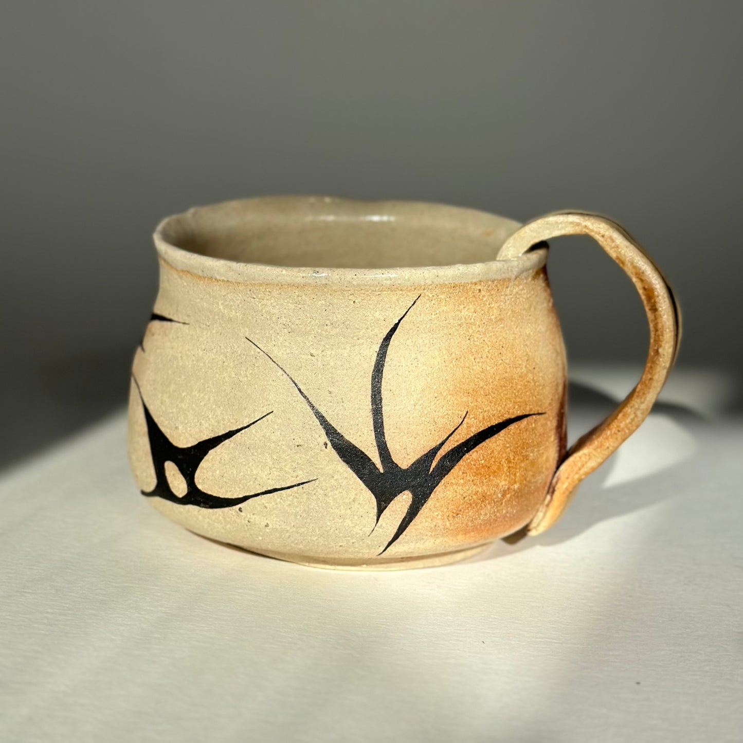 large 'whatever' handmade ceramic mug with tribal design, 250 ml capacity, unique gift, quirky pottery