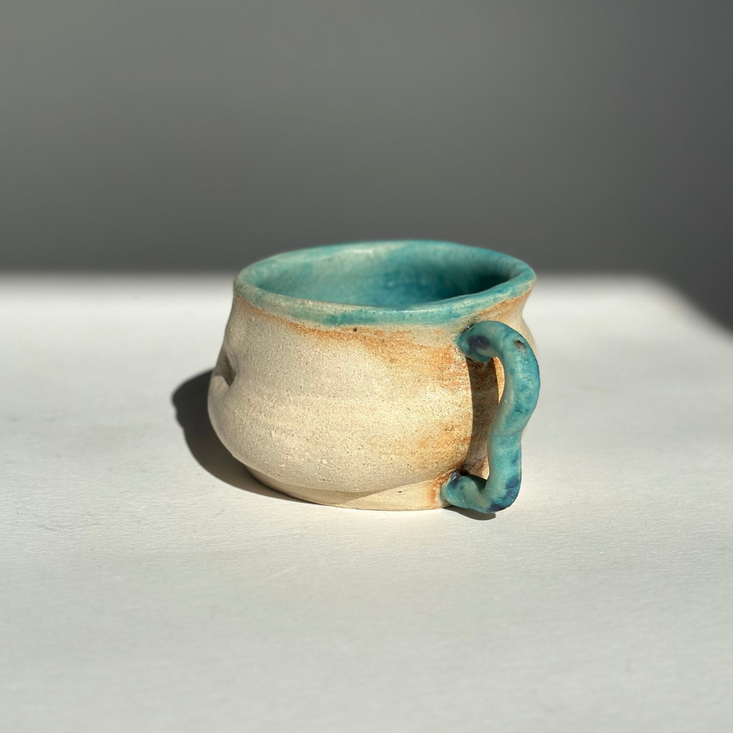 ceramic cup with two handles , belly shaped mug, unique pottery, gift, body positive, normative, 150 ml