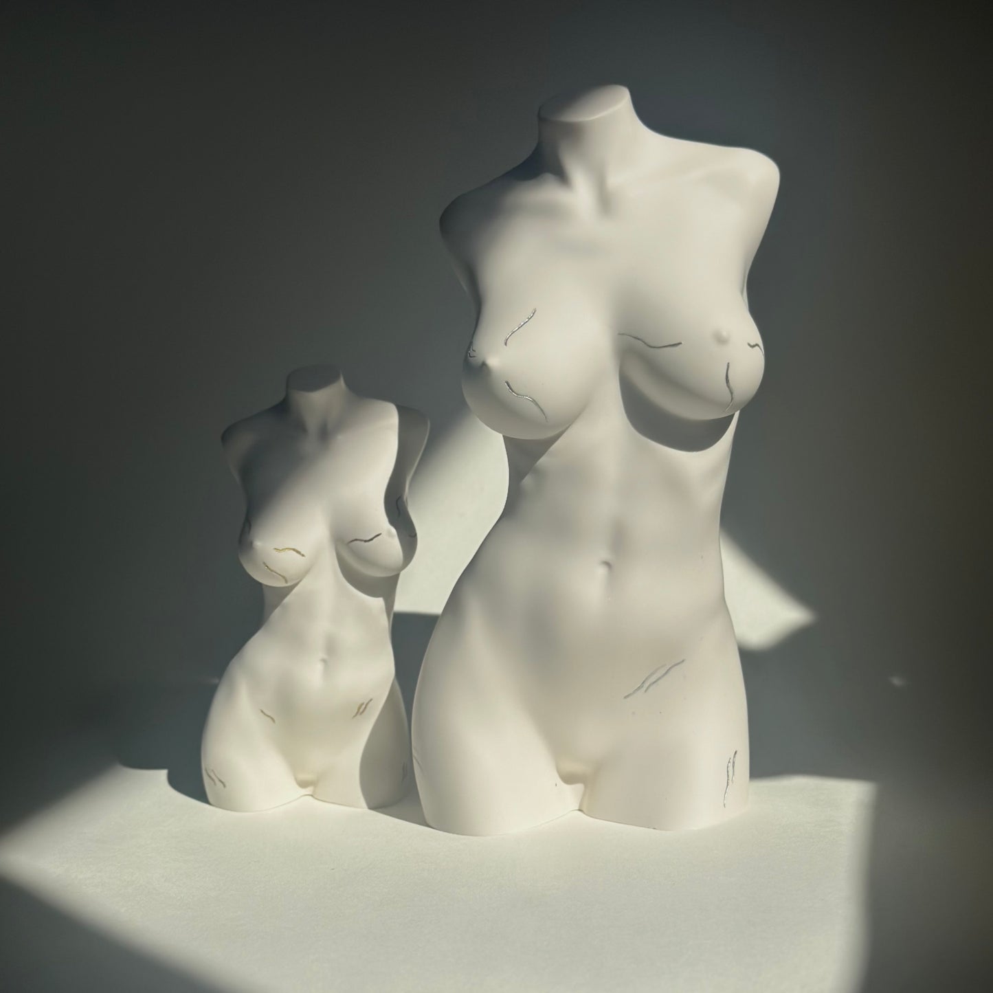 LARGE 8 inch big breast body sculpture with stretch marks