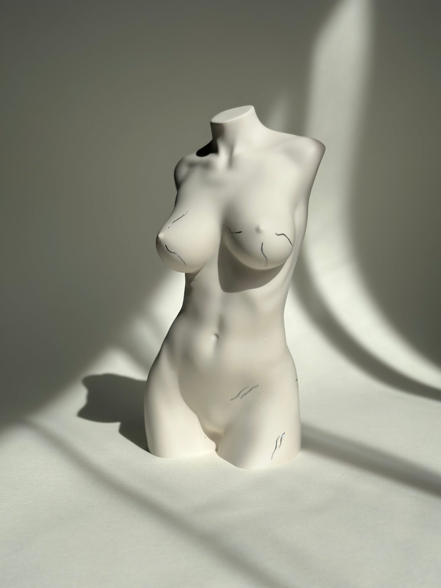 LARGE 8 inch big breast body sculpture with stretch marks - ready to ship