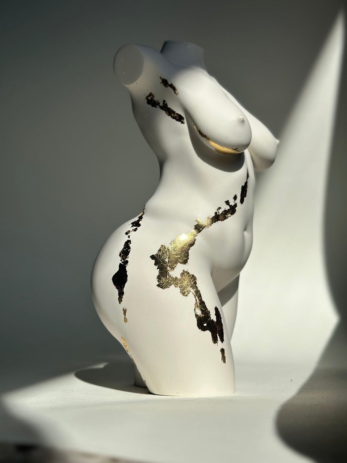 LARGE 8 inch curvy body sculpture with gold flakes - ready to ship