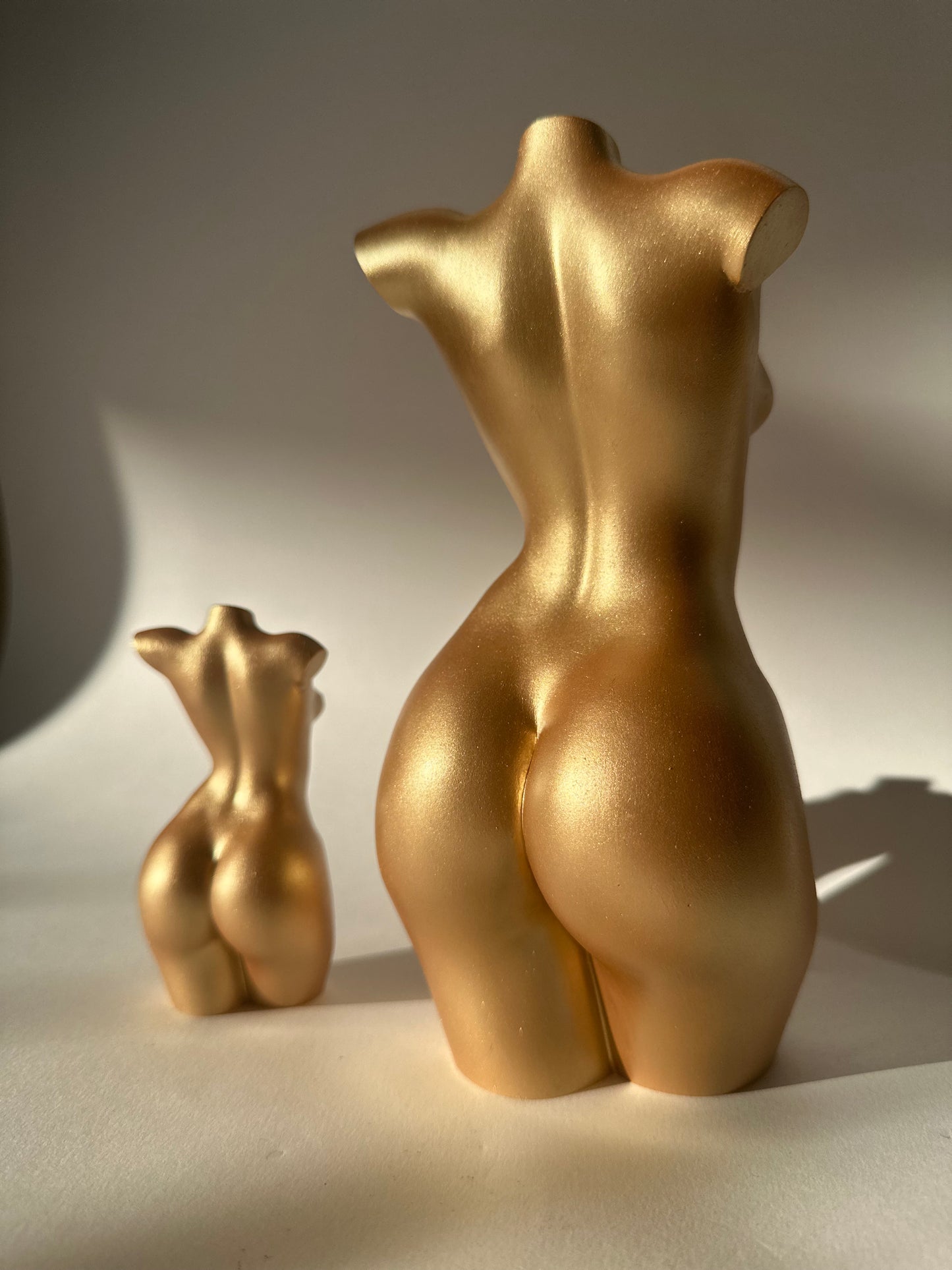 LARGE 8 inch small breast body sculpture in gold