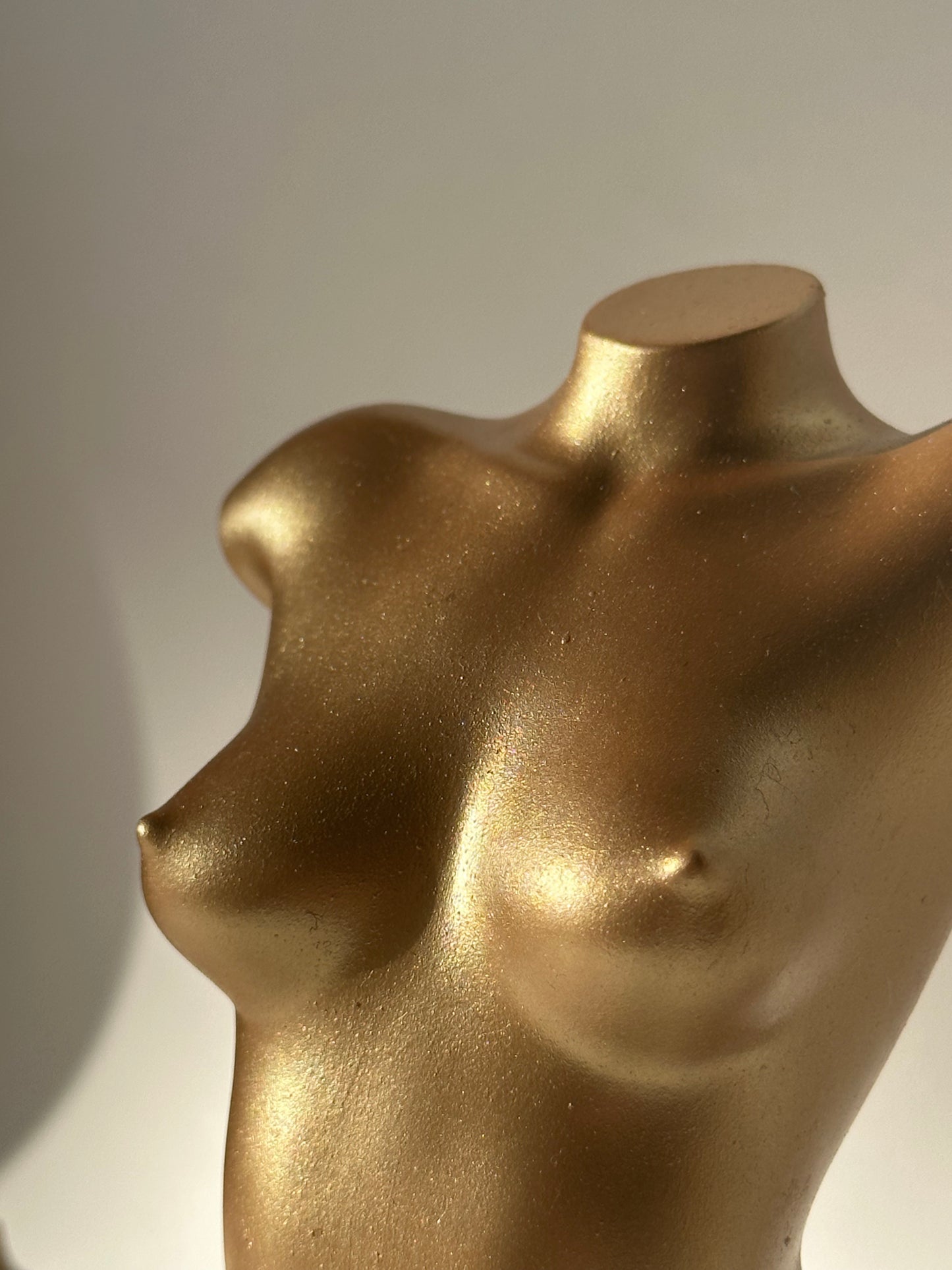 LARGE 8 inch small breast body sculpture in gold