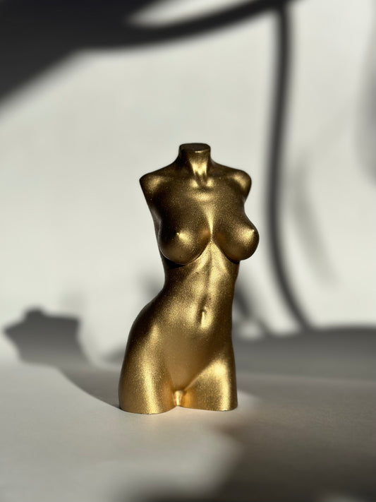 big breast female body sculpture in gold [5 inch]