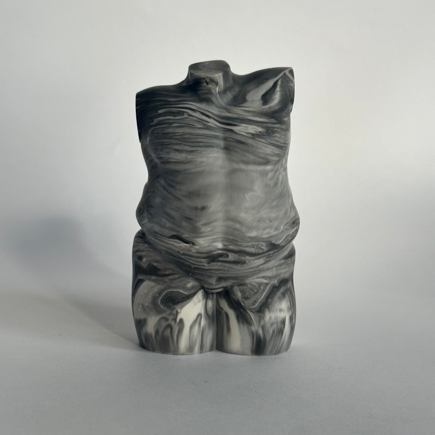 plus size male body sculpture | black & white marble [4 inch] - ready to ship