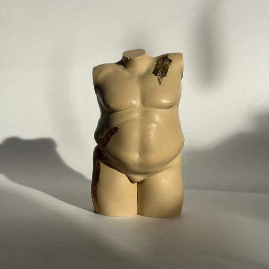 plus size male body sculpture with gold/silver/copper flakes [4 inch] - ready to ship