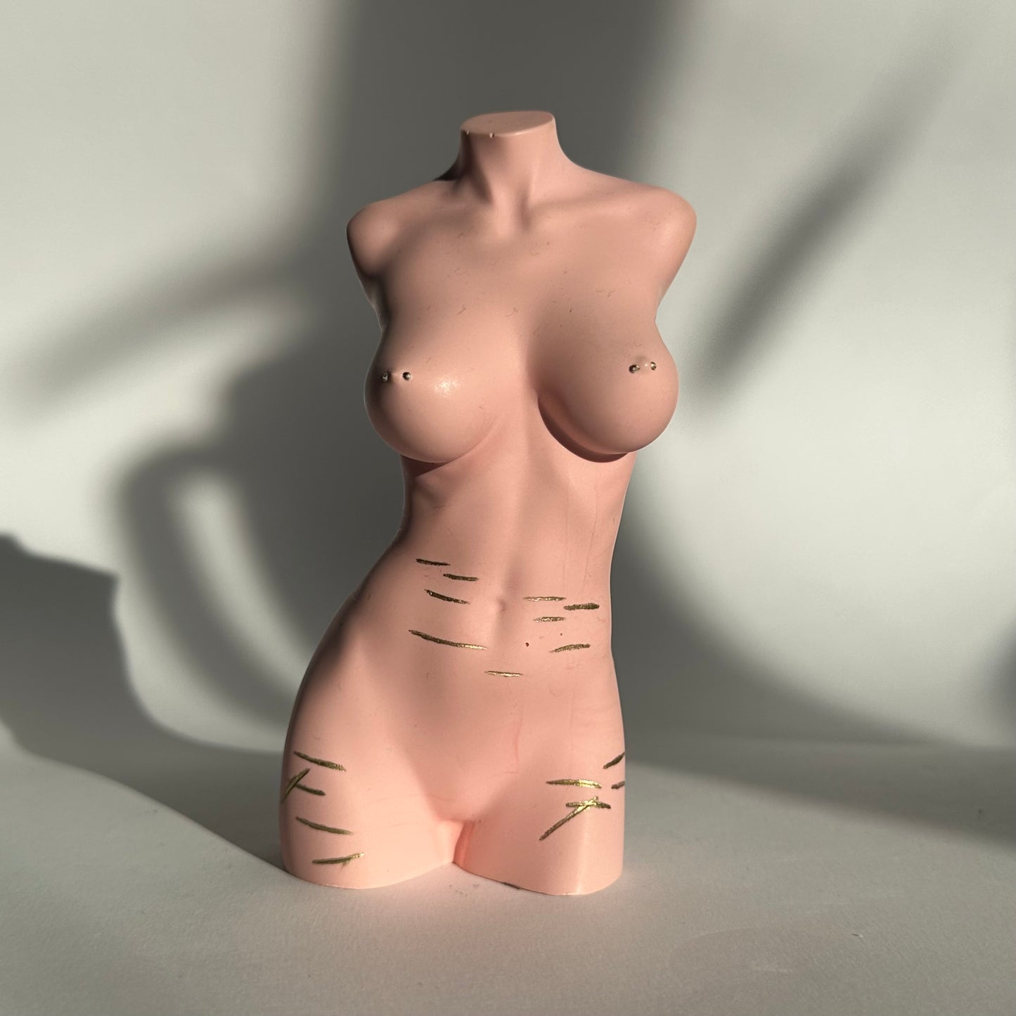 big breast body sculpture with sh scars & nipple piercing [5 inch] - ready to ship