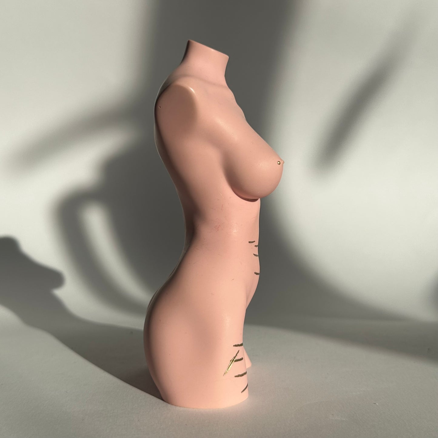 big breast body sculpture with sh scars & nipple piercing [5 inch] - ready to ship