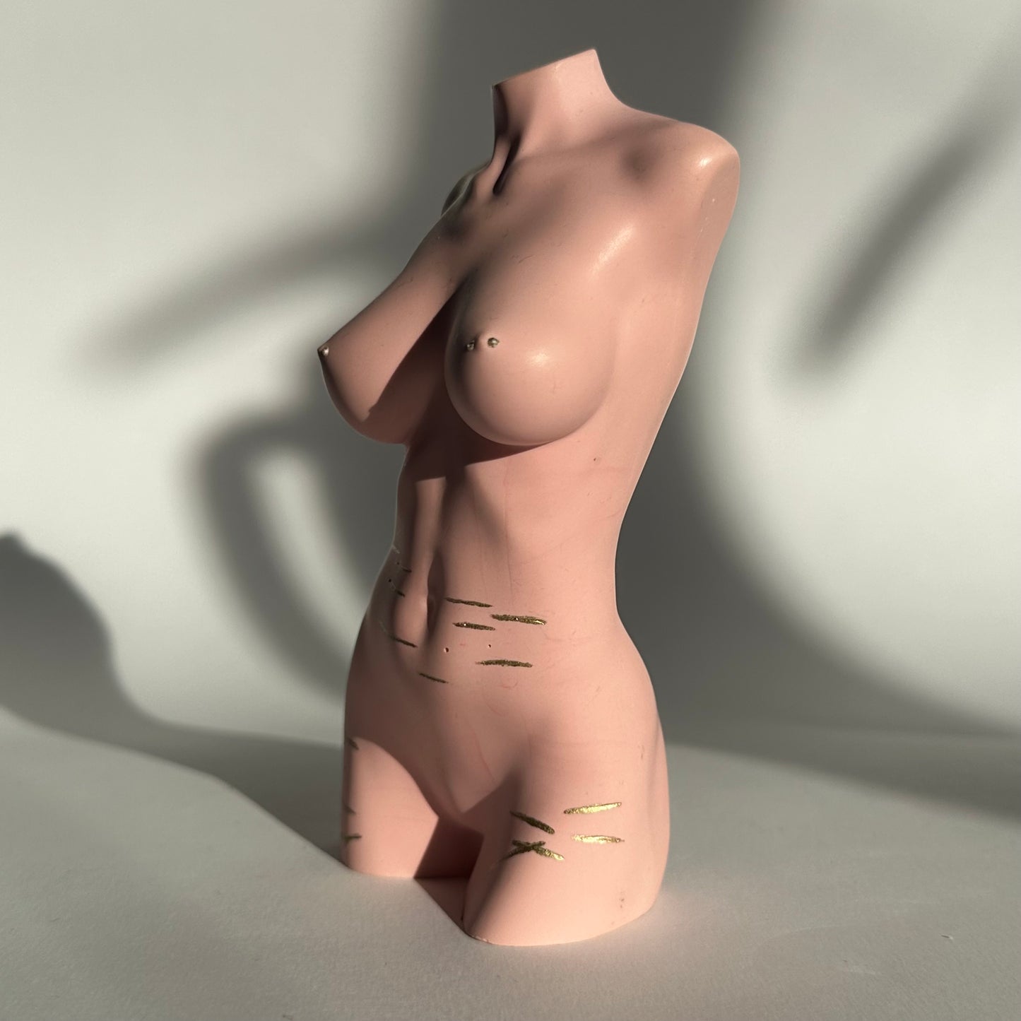 big breast body sculpture with sh scars & nipple piercing [5 inch] - ready to ship