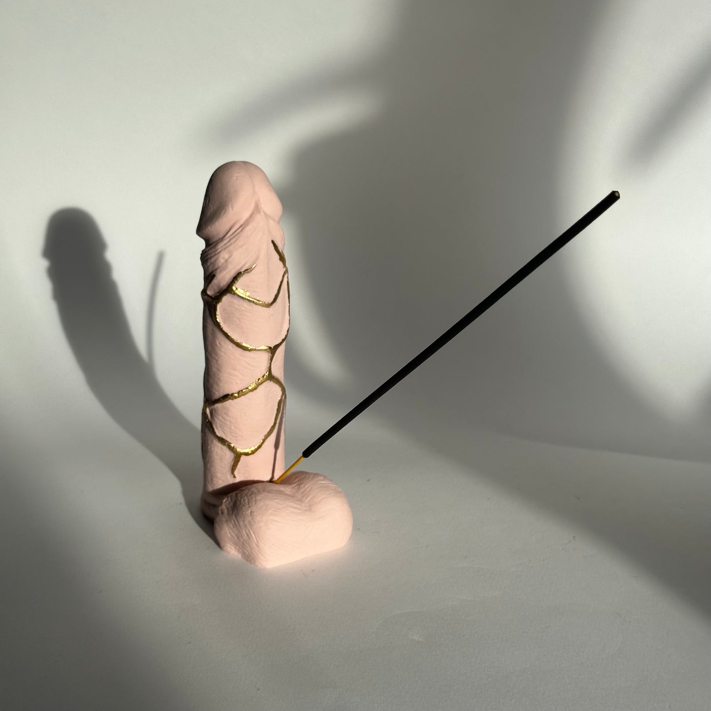 penis incense holder with gold veins [5.5 inch] - ready to ship