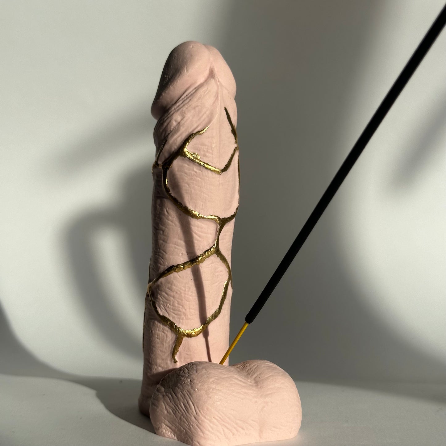 penis incense holder with gold veins [5.5 inch] - ready to ship