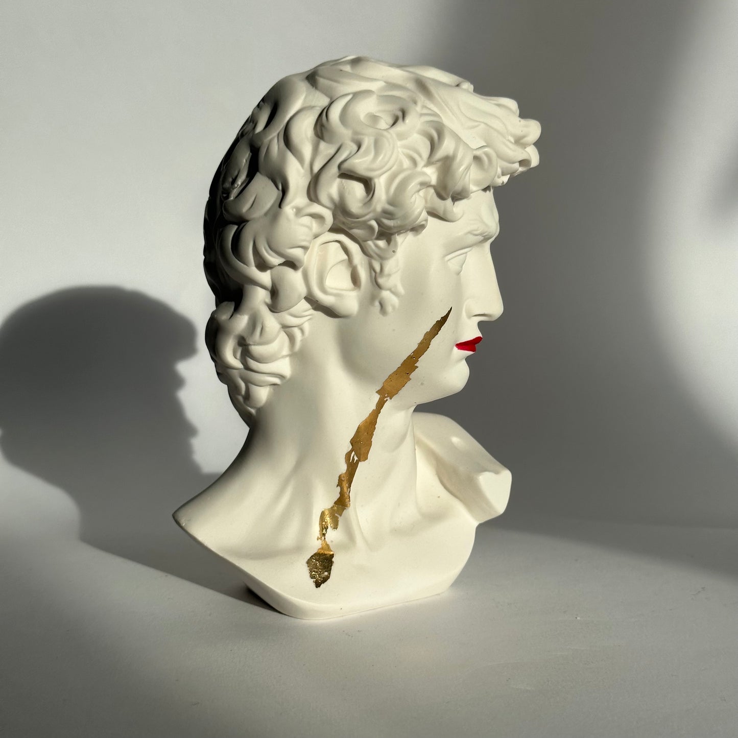 David's bust with red lipstick - ready to ship