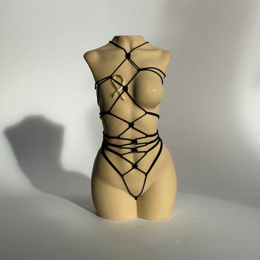 breast cancer awareness body sculpture with shibari [6 inch] - ready to ship