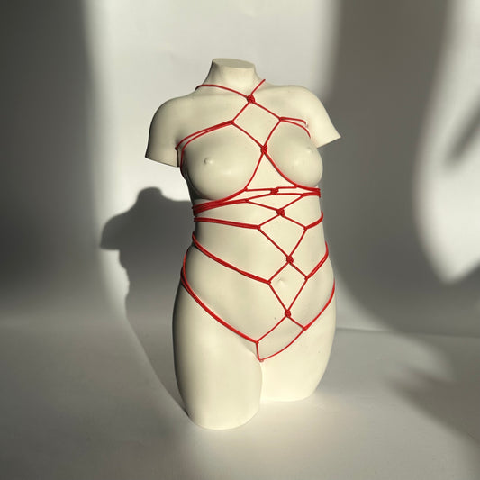 LARGE 8 inch curvy sculpture with shibari - ready to ship