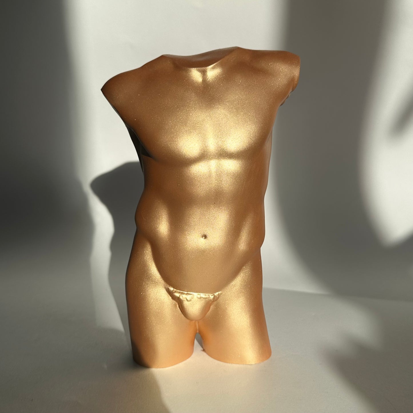 LARGE 8 inch male body sculpture in gold - ready to ship