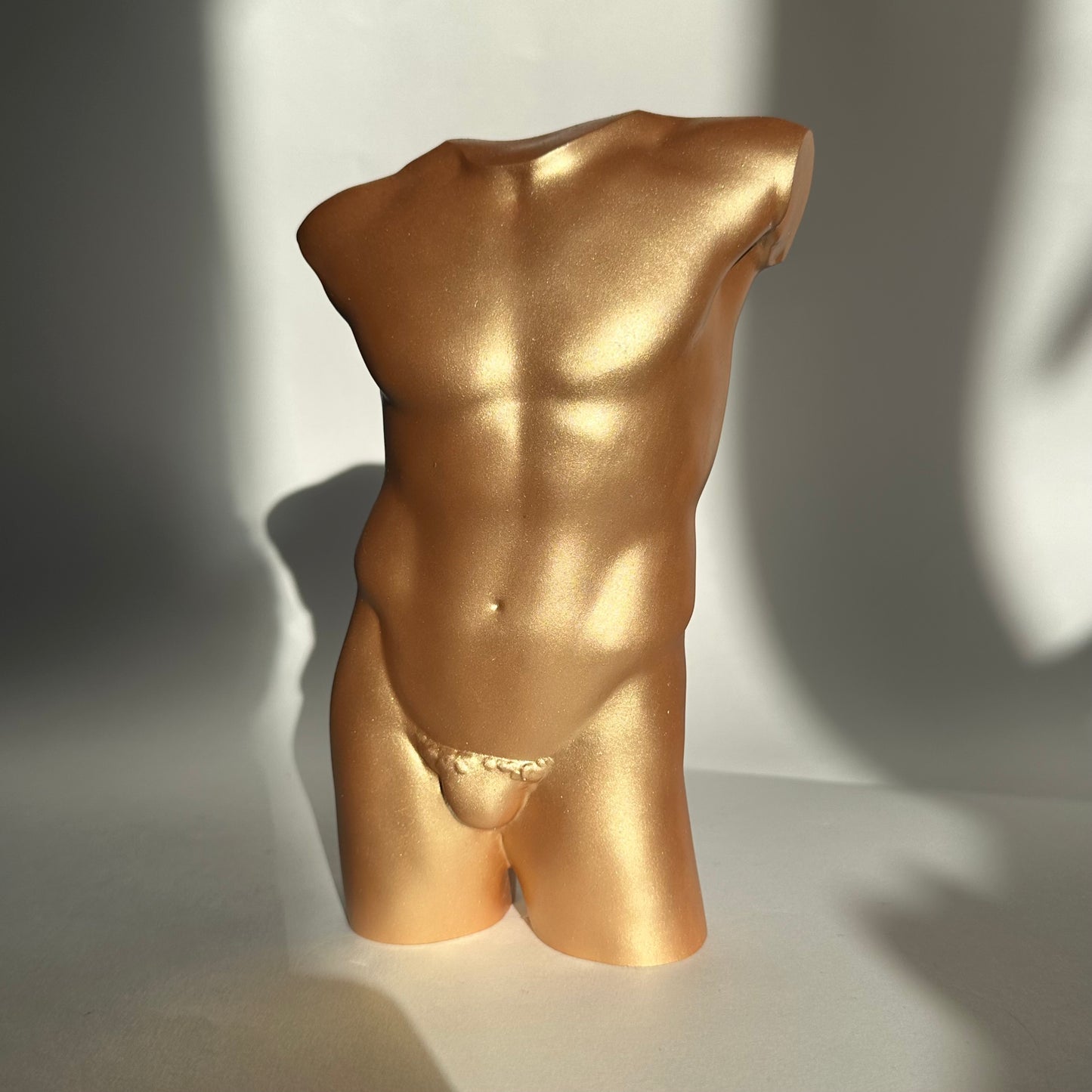 LARGE 8 inch male body sculpture in gold - ready to ship