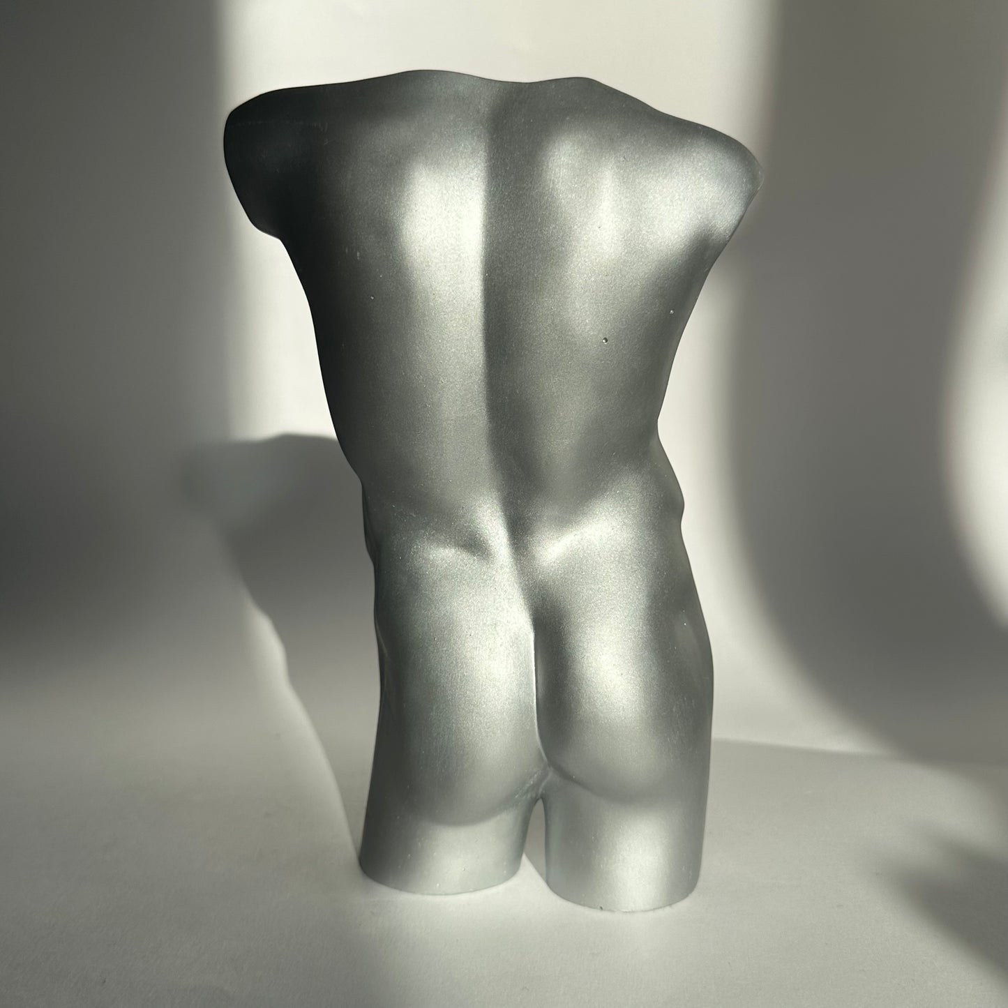 LARGE 8 inch male body sculpture in silver - ready to ship