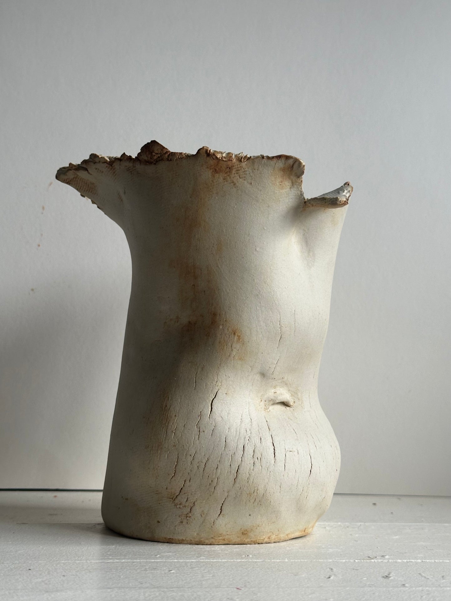 Stretch marks belly ceramic sculpture vase