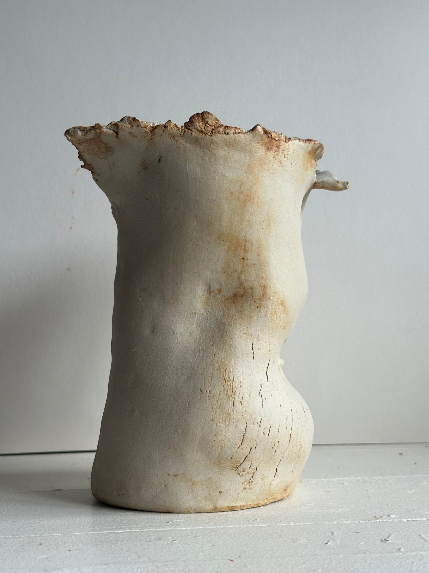 Stretch marks belly ceramic sculpture vase