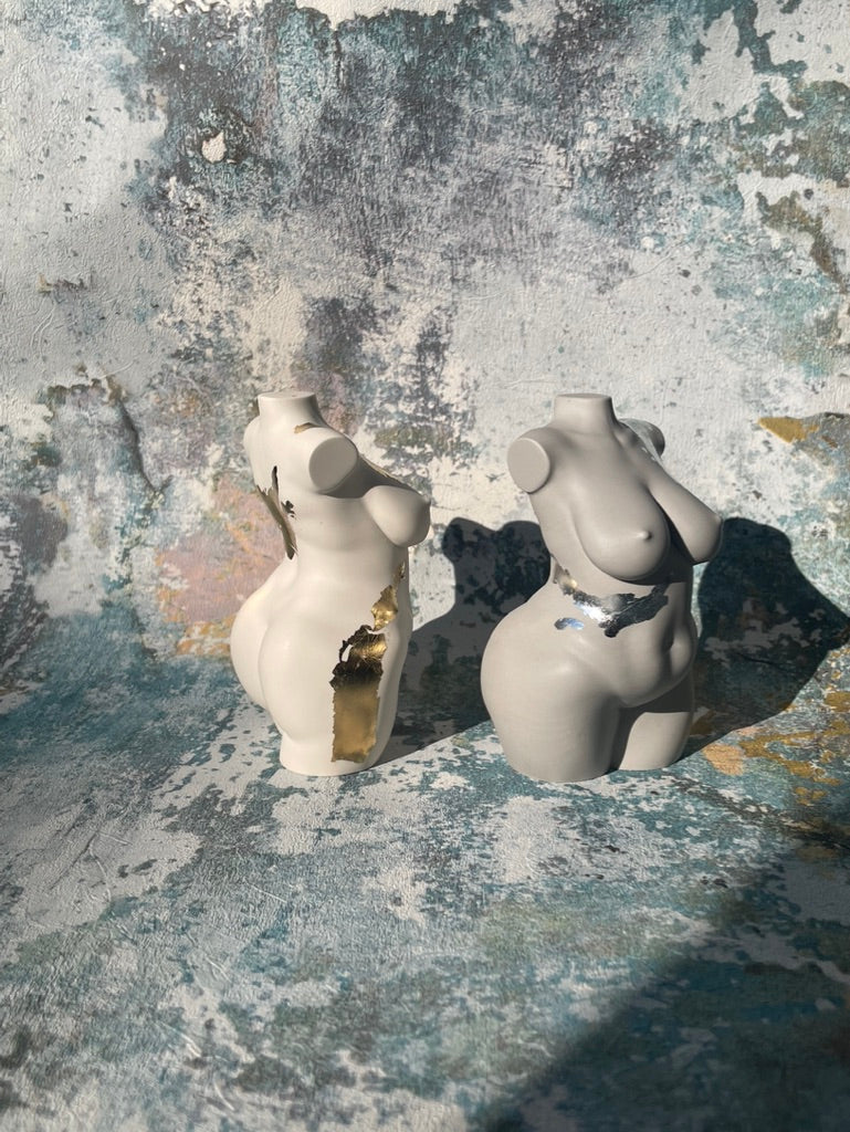 plus size body sculpture with gold/silver/copper flakes [4 inch]