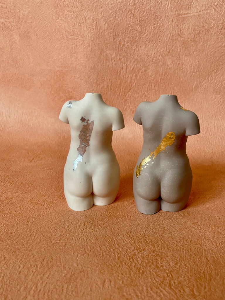 curvy body sculpture with gold|silver|copper flakes [4 inch]