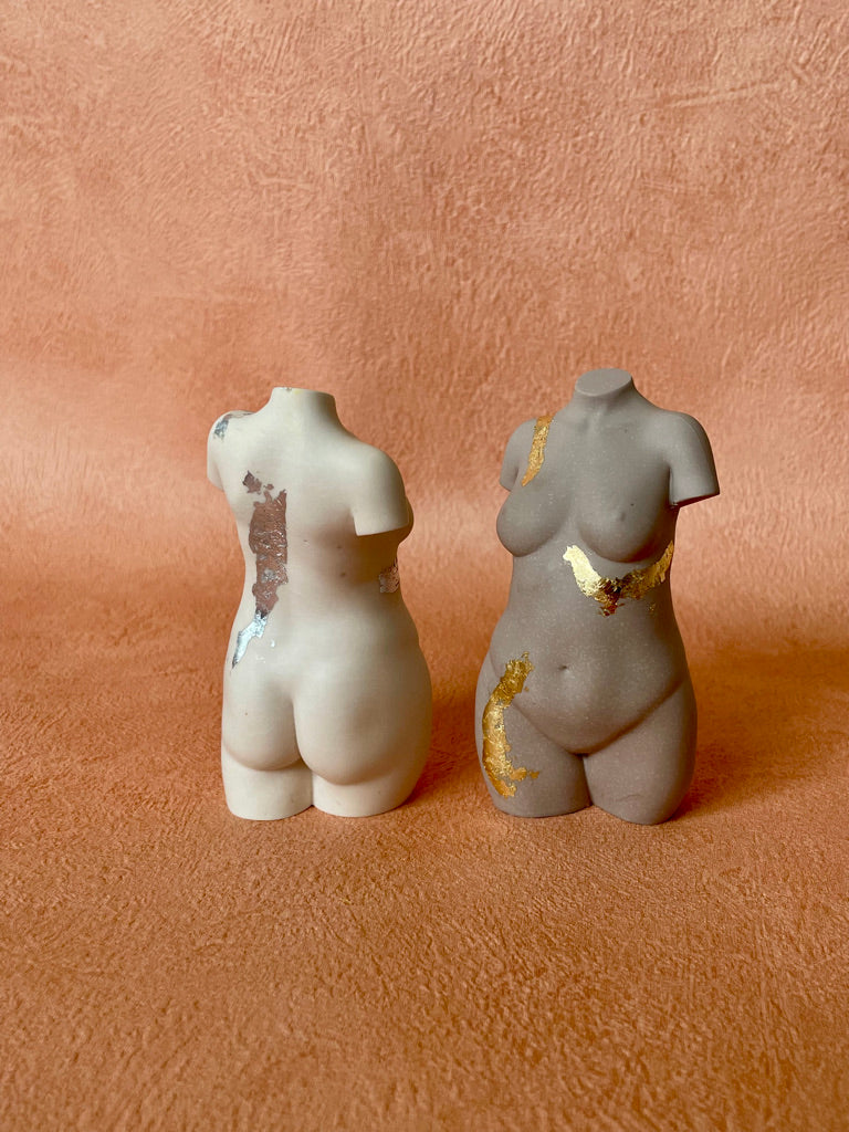 curvy body sculpture with gold|silver|copper flakes [4 inch]